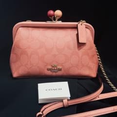 t*o様 COACH C1452 がま口 キスロック ピンク PVC ショルダー - メルカリ
