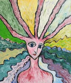 油彩画 抽象画 油絵ドローイング 現代アート 絵画 原画 人物画 絵 植物