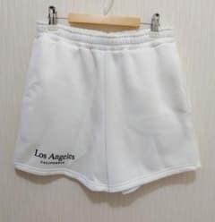 SHEIN スウェットショートパンツ 裏起毛 ホワイト Sサイズ ロゴプリント