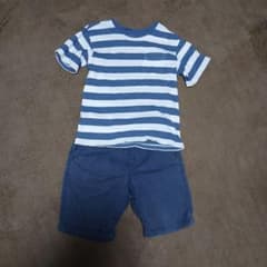 【セット！】UNIQLO キッズ ボーダーTシャツ＆ショートパンツ 120のサムネイル