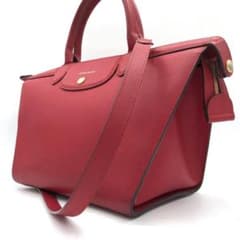 【美品】ロンシャン 2way トートバッグ レザー 赤 エリタージュ レオパード 美品】ロンシャン 2way トートバッグ レザー 赤 エリタージュ