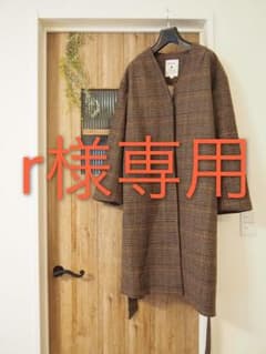 【r様専用】グレンチェックノーカラーコートのサムネイル