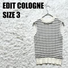 EDIT COLOGNE Sleeveless Striped Knit Top with Embellishments [Size 51]