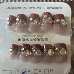 ネイルチップ ハート パール ブラウン Mサイズのサムネイル
