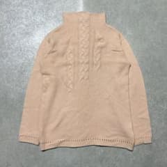 【00's vintage】ハイネック ケーブルニット セーター ピンク　長袖のサムネイル