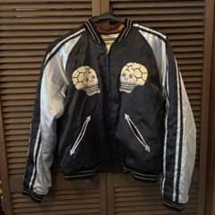 スカル 蛇 蜘蛛の巣 刺繍 スカジャンのサムネイル