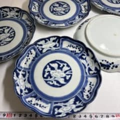 古伊万里 染付輪花皿5枚 幅約17.5㎝ 東Y8-0323② | Mercari