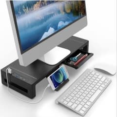 EAYHMモニター台 幅3段階可変 USBハブ搭載 ブラックのサムネイル