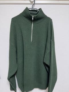 ビッグシルエット 畔編み ハーフジップニット/ルーズフィットのサムネイル