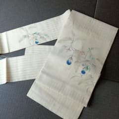小茄子 バッタ 夏名古屋帯 正絹 夏帯 手描き - メルカリ