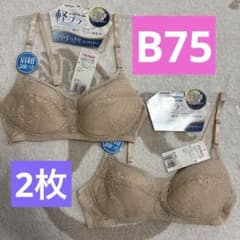 新品　GUNZE 軽ブラ ノンワイヤー ブラジャー　B75 　2枚　ベージュのサムネイル