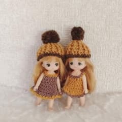 ミキマキちゃん ハンドメイド ニット帽＆ワンピース 　4点セットのサムネイル