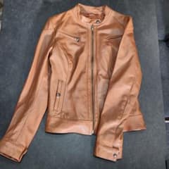 VERA PELLE キャメル レザー ライダース ジャケット 本革 イタリア製