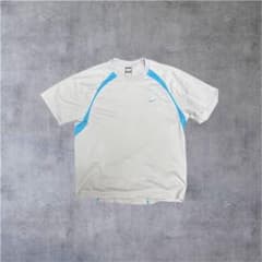 00s NIKE FIT DRY ラグラン切替 ライトグレー×スカイブルー - 4