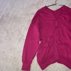 コパン Vネックカーディガン F 鮮やかなピンク 綿100% 長袖 羽織