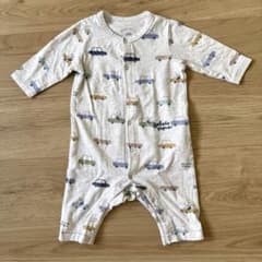 【美品】ジェラートピケ ロンパース 70 車 パンダ グレー 総柄 ジェラピケのサムネイル