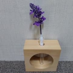☆高知県四万十ヒノキ木製 一輪挿し 試験管付き/壁掛けフック付き(新品
