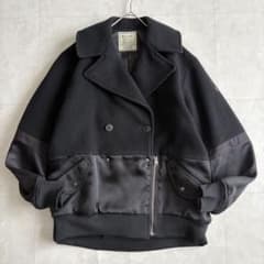 Blanc basque ウールナイロン切替MA-1風ブラックブルゾン38 Blanc basque ウールナイロン切替MA-1風ブラックブルゾン38 - メルカリ