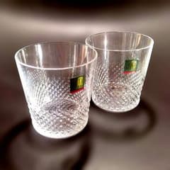 新品HOYAダイヤクリスタルカットミニオールドロックグラスペア江戸切子
