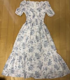 フラワープリント パフスリーブ ロングワンピースのサムネイル