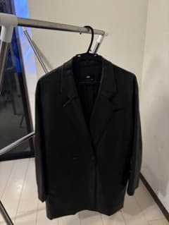 ブラックレザー ダブルブレストジャケットのサムネイル