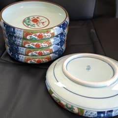 有田焼】武峰窯 古伊万里文様 5寸 深皿 5客セット 染付 金彩 伝統工芸