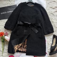 DOLCE&GABBANA ボアロングコート ベルト付き ブラック 38 - メルカリ
