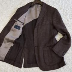 BEAMS F リネン ウール テーラードジャケット アンコン ブラウン S BEAMS F リネン ウール テーラードジャケット アンコン ブラウン S
