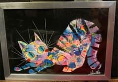 題名『のびーる猫ちゃん』　タイダイ　アクリル画　原画のサムネイル