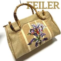 FEILER ウッドハンドル シュニール織 花柄 ハンドバッグ - メルカリ