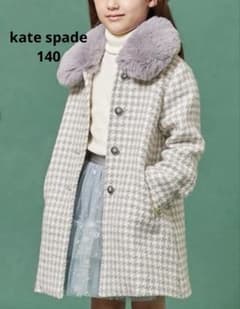 katespadenewyork ファー付千鳥柄コート 140 グレー チェック - メルカリ