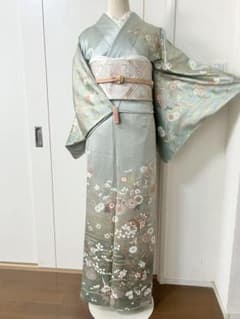 美品　一部しつけ糸付き　正絹訪問着　フルセット4点　入学式　七五三　お宮参り