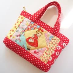 作成キット☘赤×黄色マーガレット＆ソフィー 2wayバッグポーチパッチ