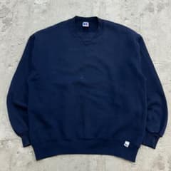 90s USA製 ラッセルアスレチック スウェット 前V 古着 ネイビー L