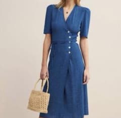 Rouje PARIS ラップワンピース 半袖 ブルー ドット柄 34 Rouje PARIS ラップワンピース 半袖 ブルー ドット柄 34 - メルカリ