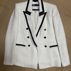 破格！ZARA コントラスト パイピング テクスチャー ブレザー M - メルカリ