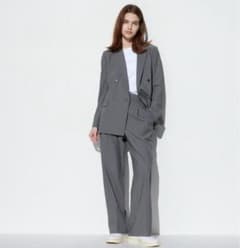 UNIQLO タックワイドパンツ グレー sサイズのサムネイル