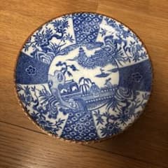 有田焼◇古伊万里風 楼閣山水画 飾皿 大皿 染付 伝統工芸 骨董