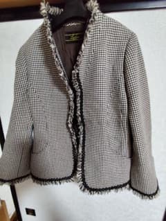 レリアン Leilian 千鳥格子柄 フリンジ ジャケット カシミヤ混 - メルカリ