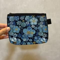 和柄 花柄 ポーチ ブルー系のサムネイル