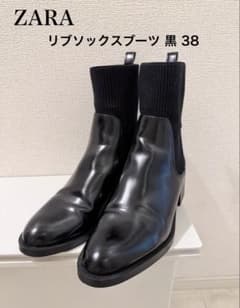 【ZARA】リブソックスブーツ ブラック38のサムネイル