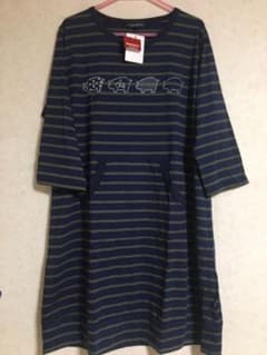 紺色とカーキのボーダーチュニックワンピース★ドラッグストアーズ新品未使用タグ付きのサムネイル