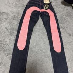 EVISU LOT 2000 ピンクペイント デニムパンツ 24のサムネイル
