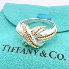 極美品 オールドティファニー シグネチャー コンビ12.5号 シルバー k18 Tiffany&Co. シグネチャーコンビ ネックレス シルバー925 K18