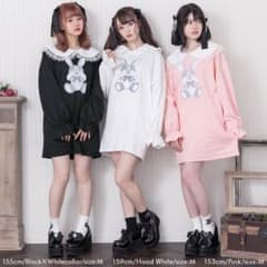 目隠しうさぎ ビッグカットソーワンピース [ ブラック ]のサムネイル