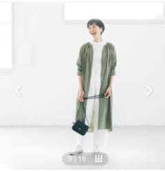 美品☆暮らしの道具店ギャザーワンピース　カーキ色　インナー付のサムネイル