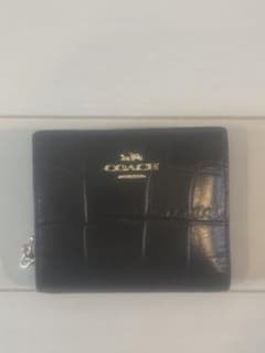 COACH 二つ折り財布 クロコ型押し ブラックのサムネイル