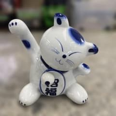 エキゾチックな青い猫、縁起物、招き猫、陶器人形、置物、スピリチュアル エキゾチックな青い猫、縁起物、招き猫、陶器人形、置物