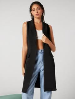 SHEIN ショールカラー ロングライン ベスト ブレザー ブラック / Sのサムネイル