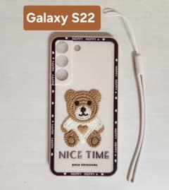 Galaxy S22 スマホケース クマ オフホワイト